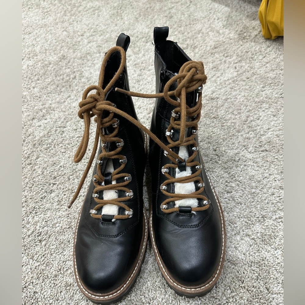 a new day Black Lace-Up Boots with Brown Laces